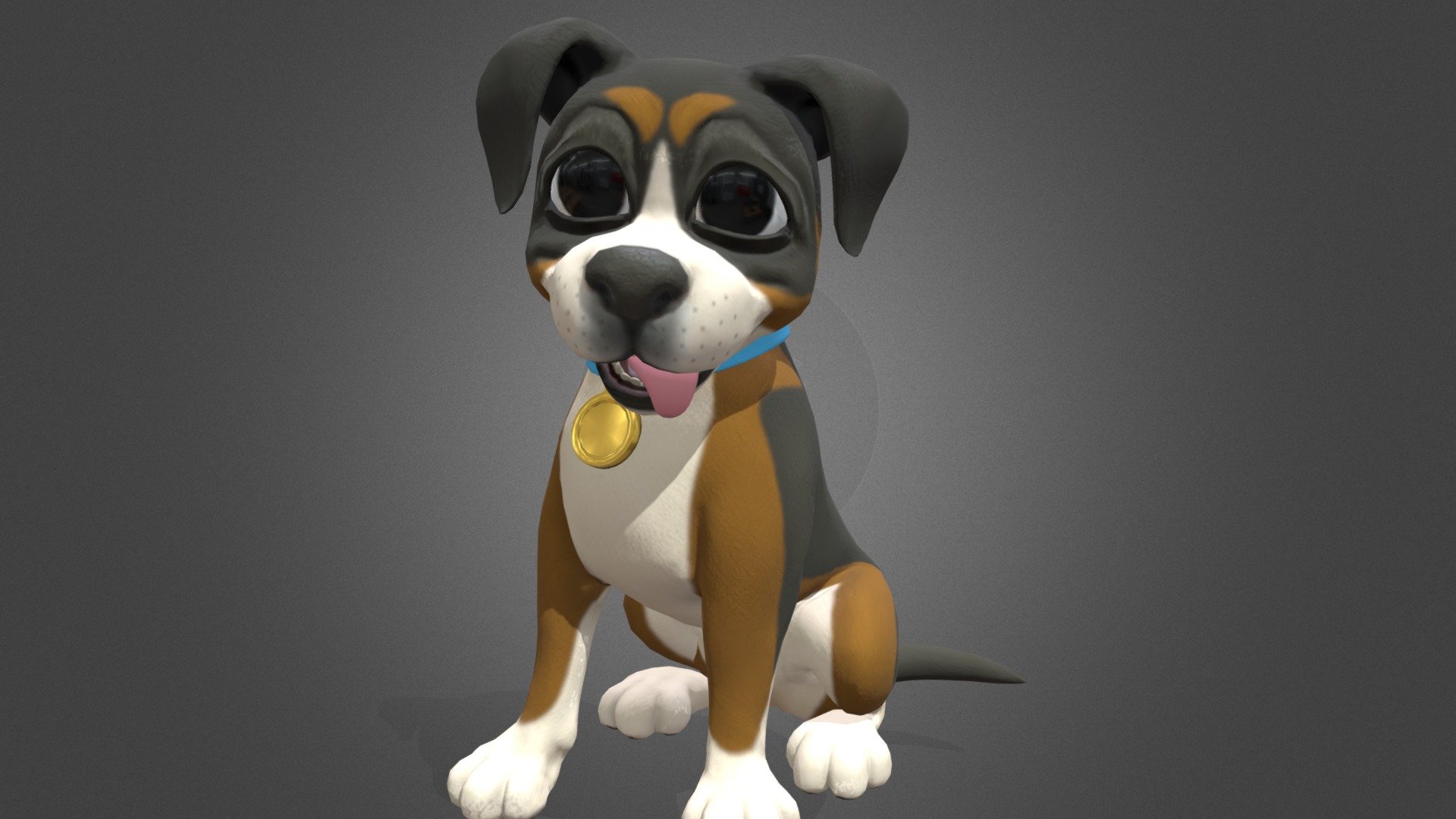 cartoony dog animation looking around 3d model