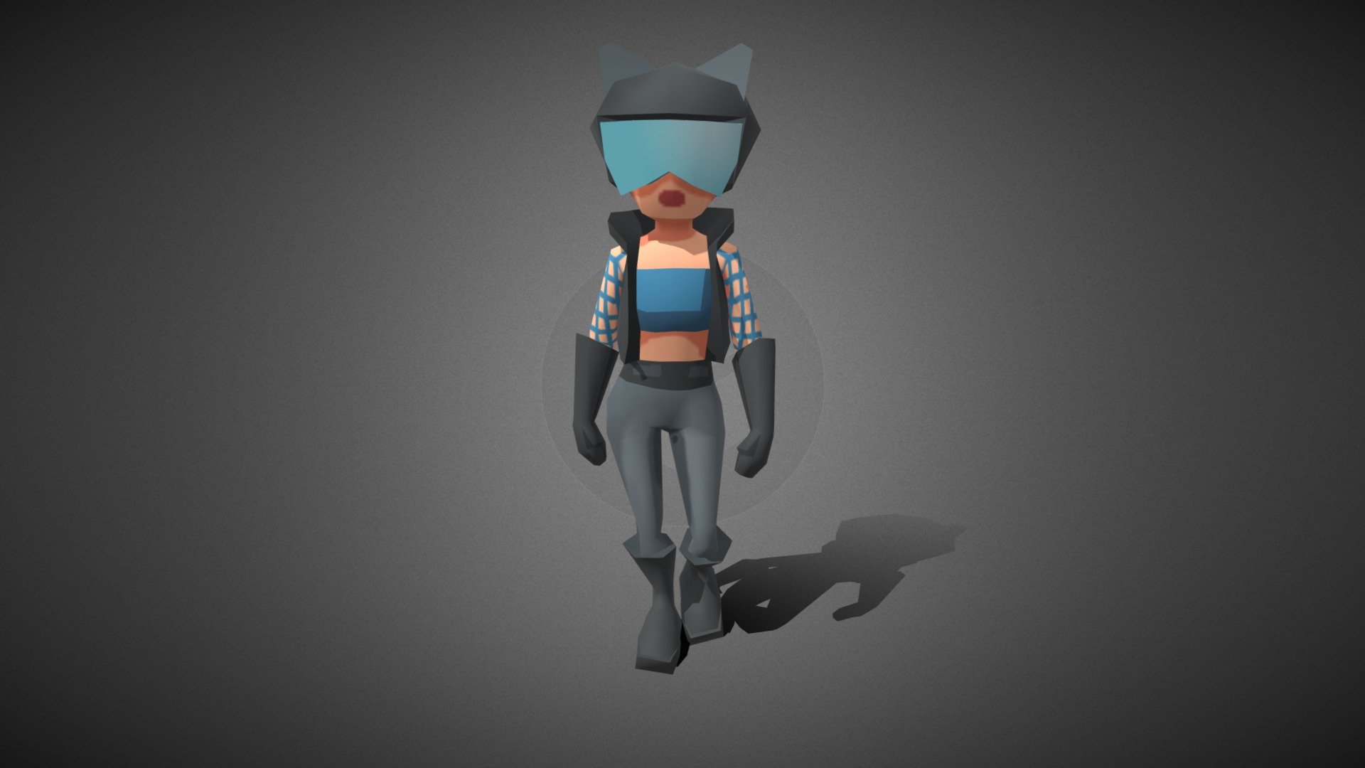 Lowpoly biker girl 3d model