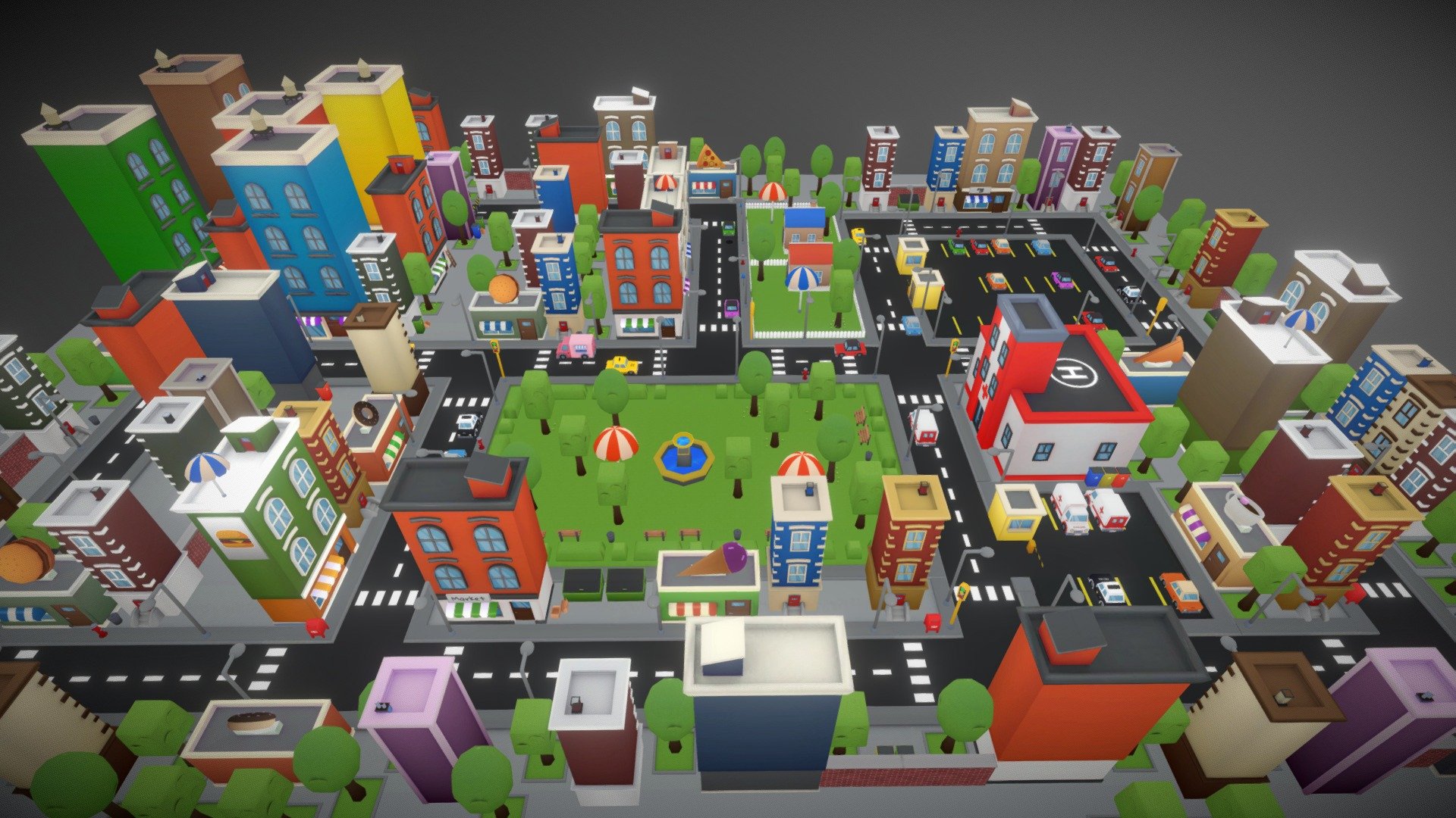 Simple Toon City 3d model