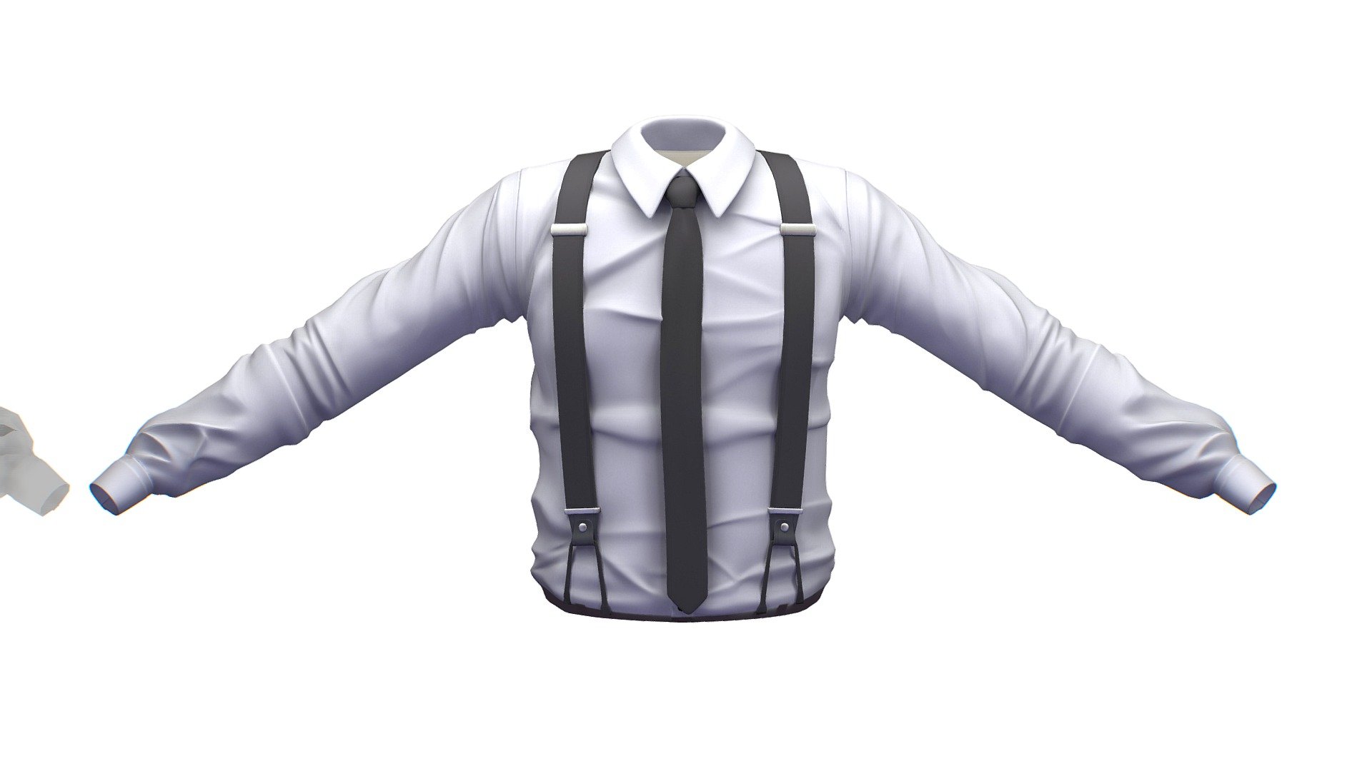 Cartoon High Poly Subdivision White Tie Shirt 3d model