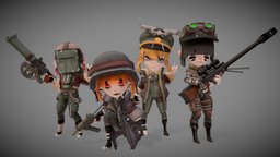 Anime Girl Military Squad