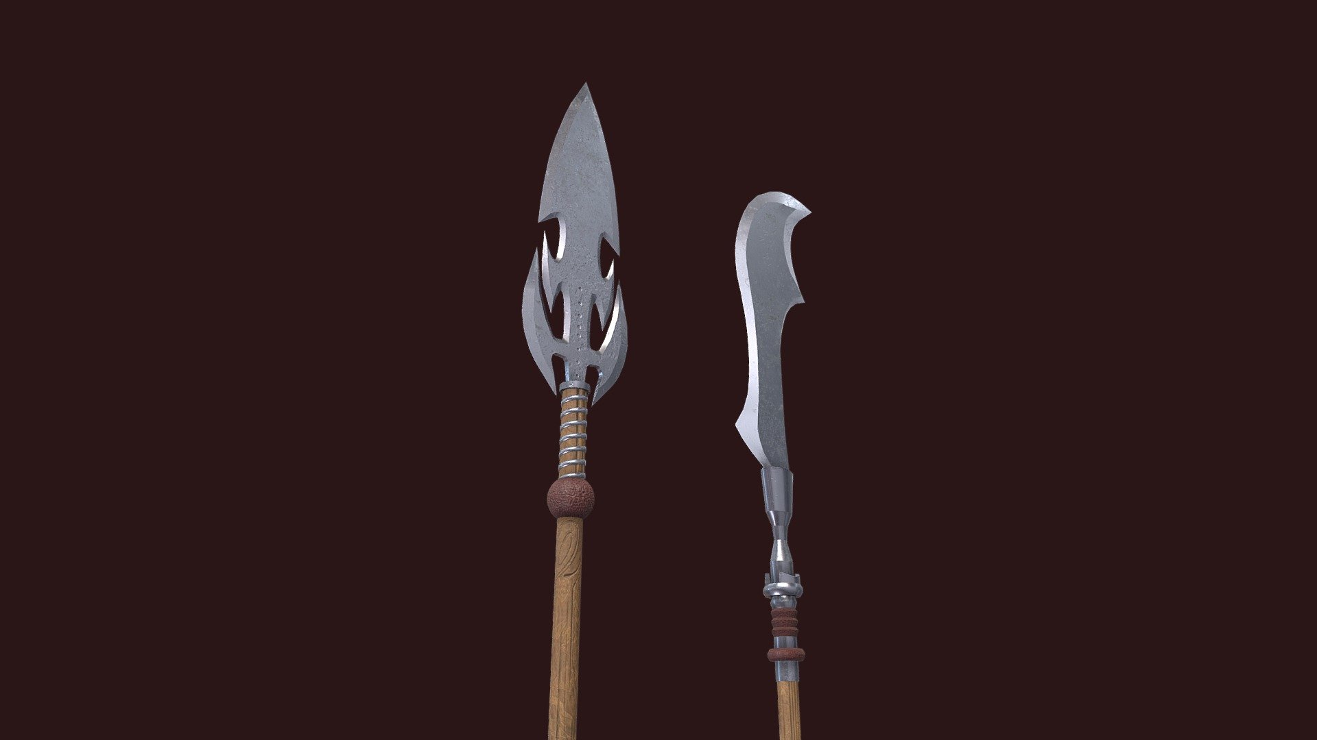 Medieval Spear and Glaive Weapons 3d model