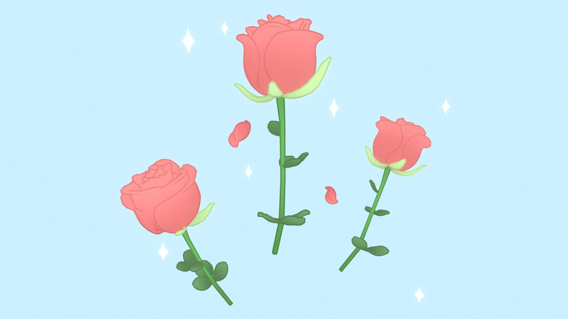 Stylised Roses 3d model