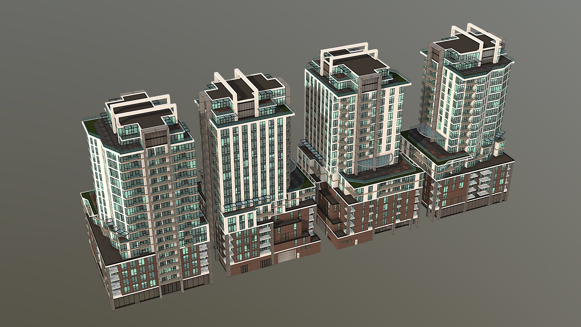 Modern Condos Low 3d model