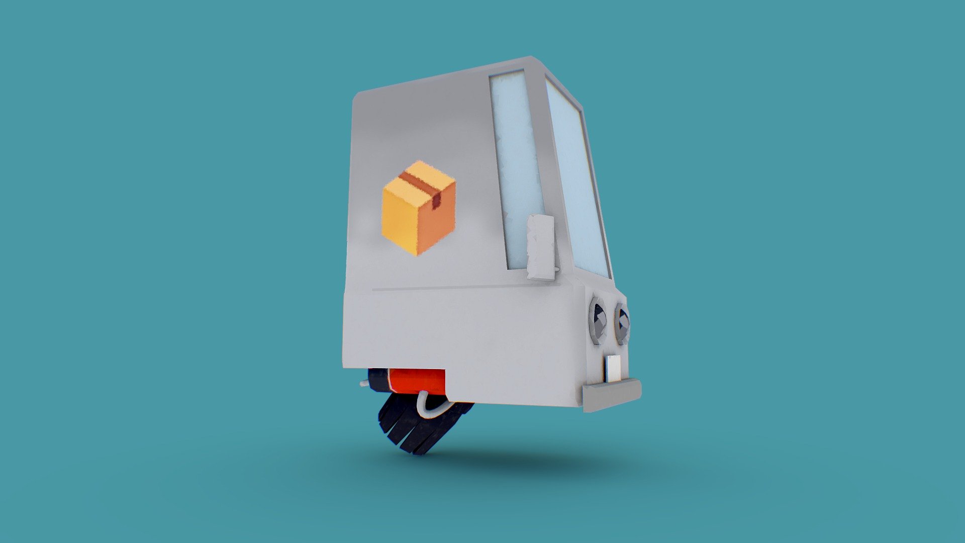 Low Poly Stylized Box Car 3d model