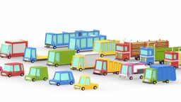 Low Poly Cartoon City Cars