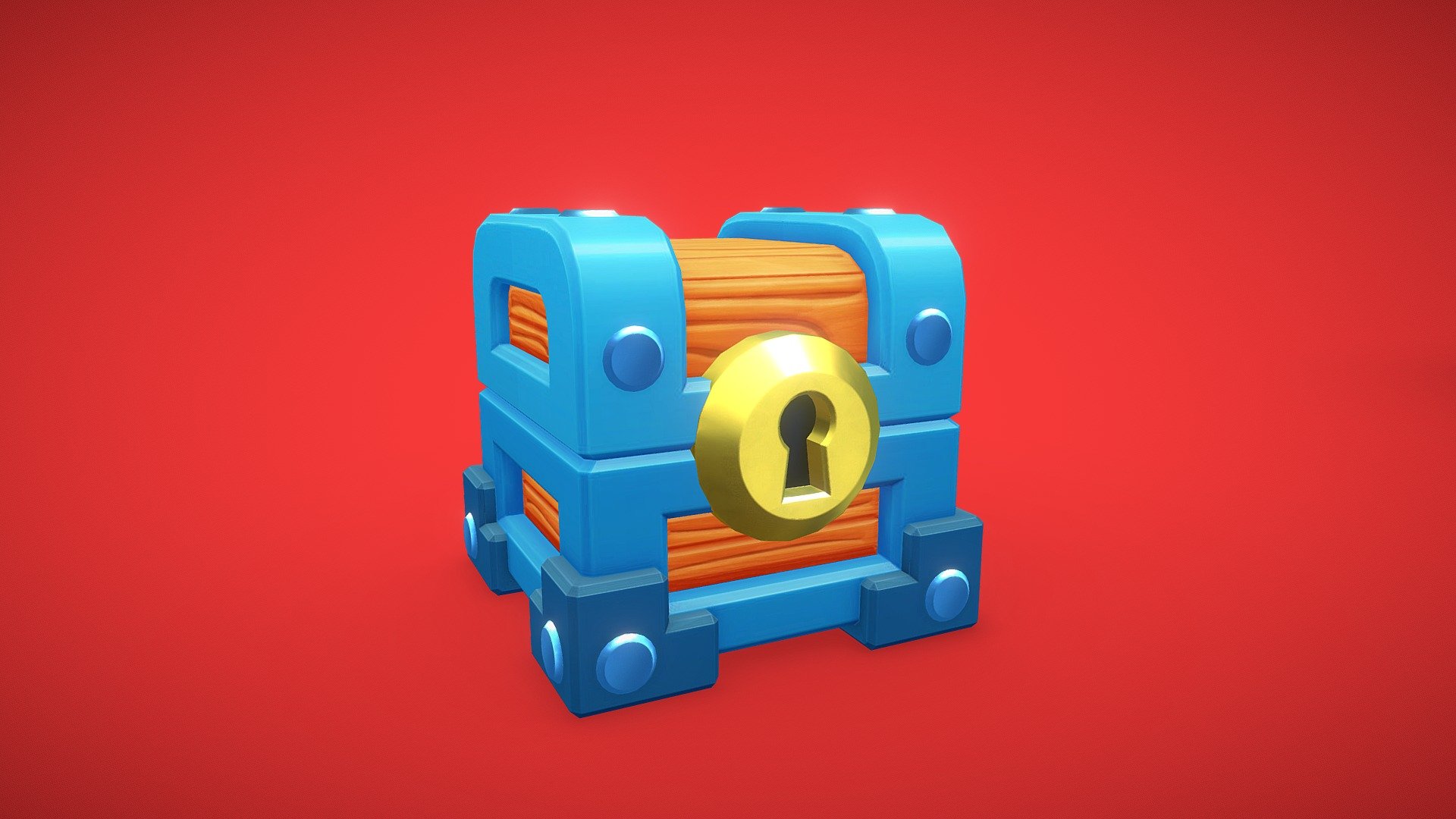 Cartoon Wooden Treasure Chest 3d model