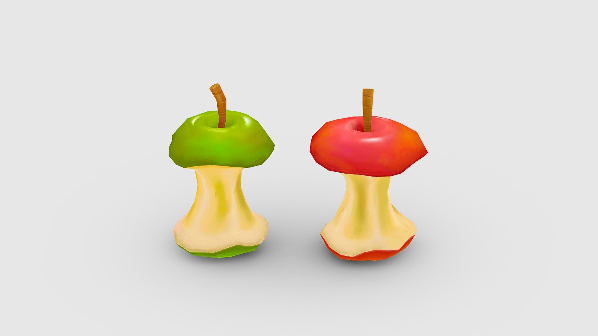 Cartoon green apple core 3d model