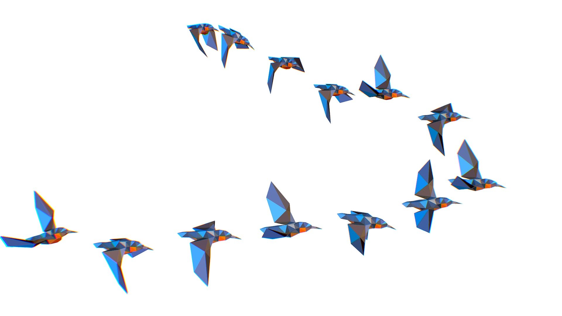 animated flock birds lowpoly art style 3d model