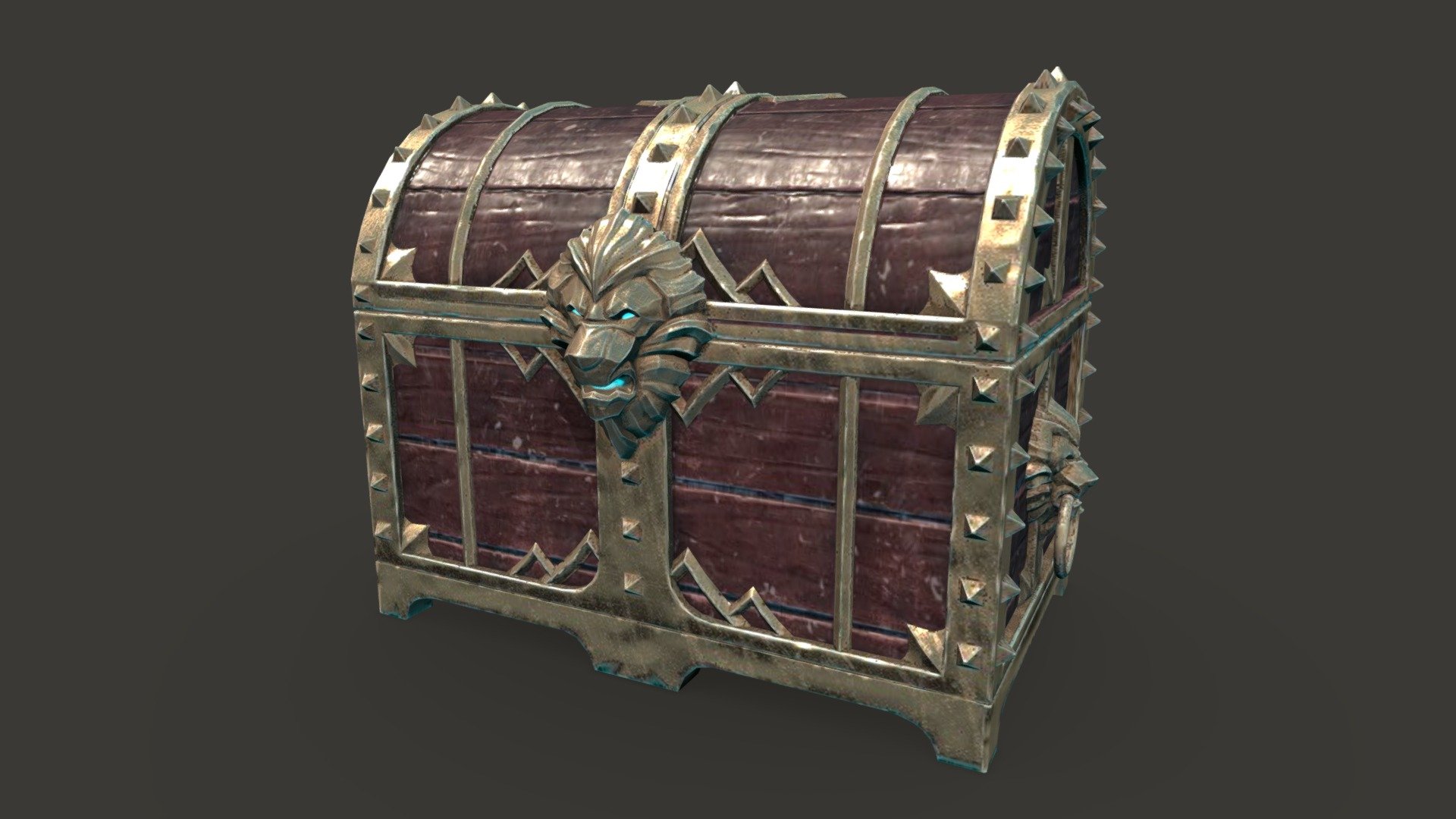 golden lion treasure chest 3d model