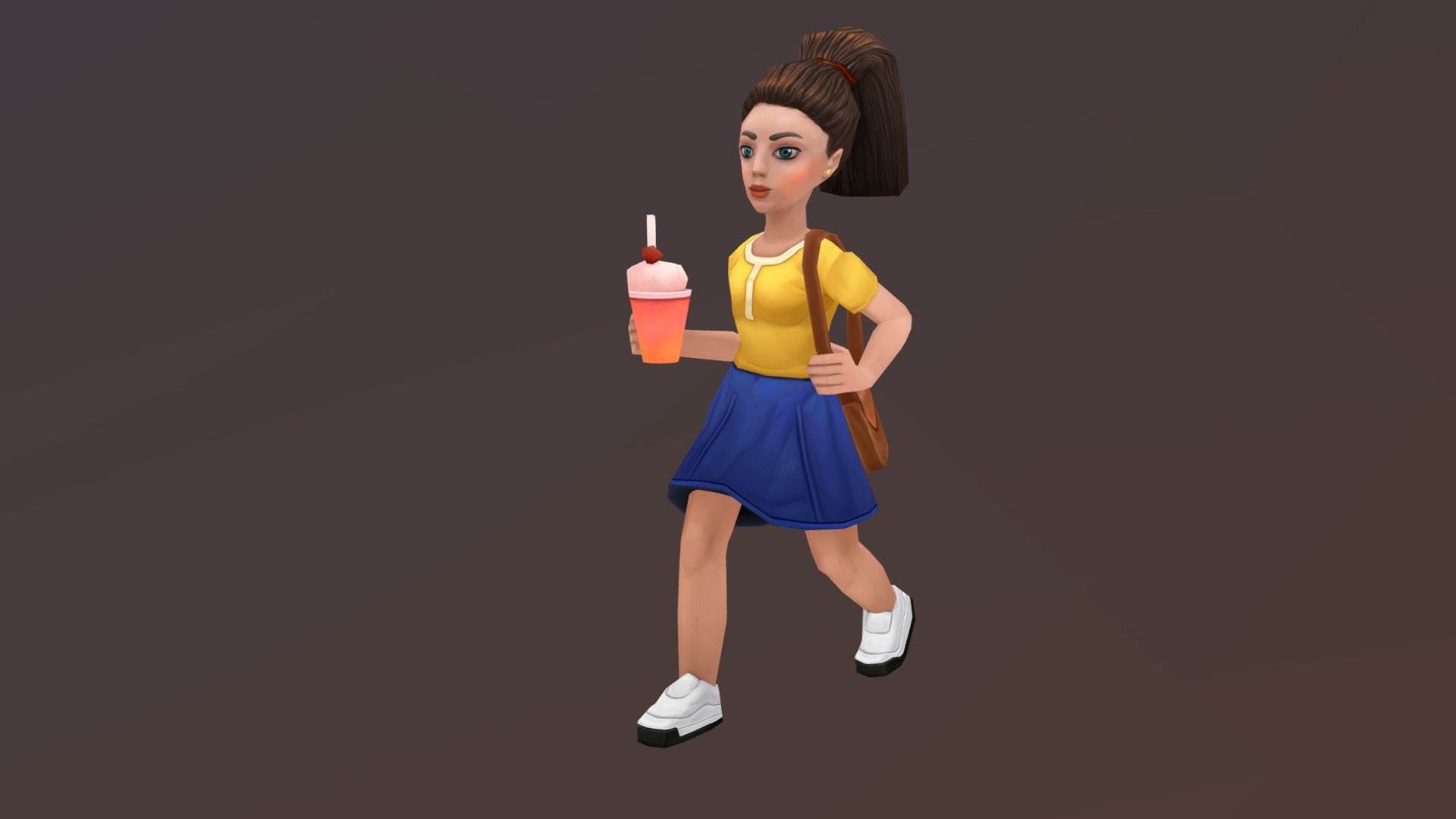 Low-poly 3d cartoon Girl with ice cream. 3d model