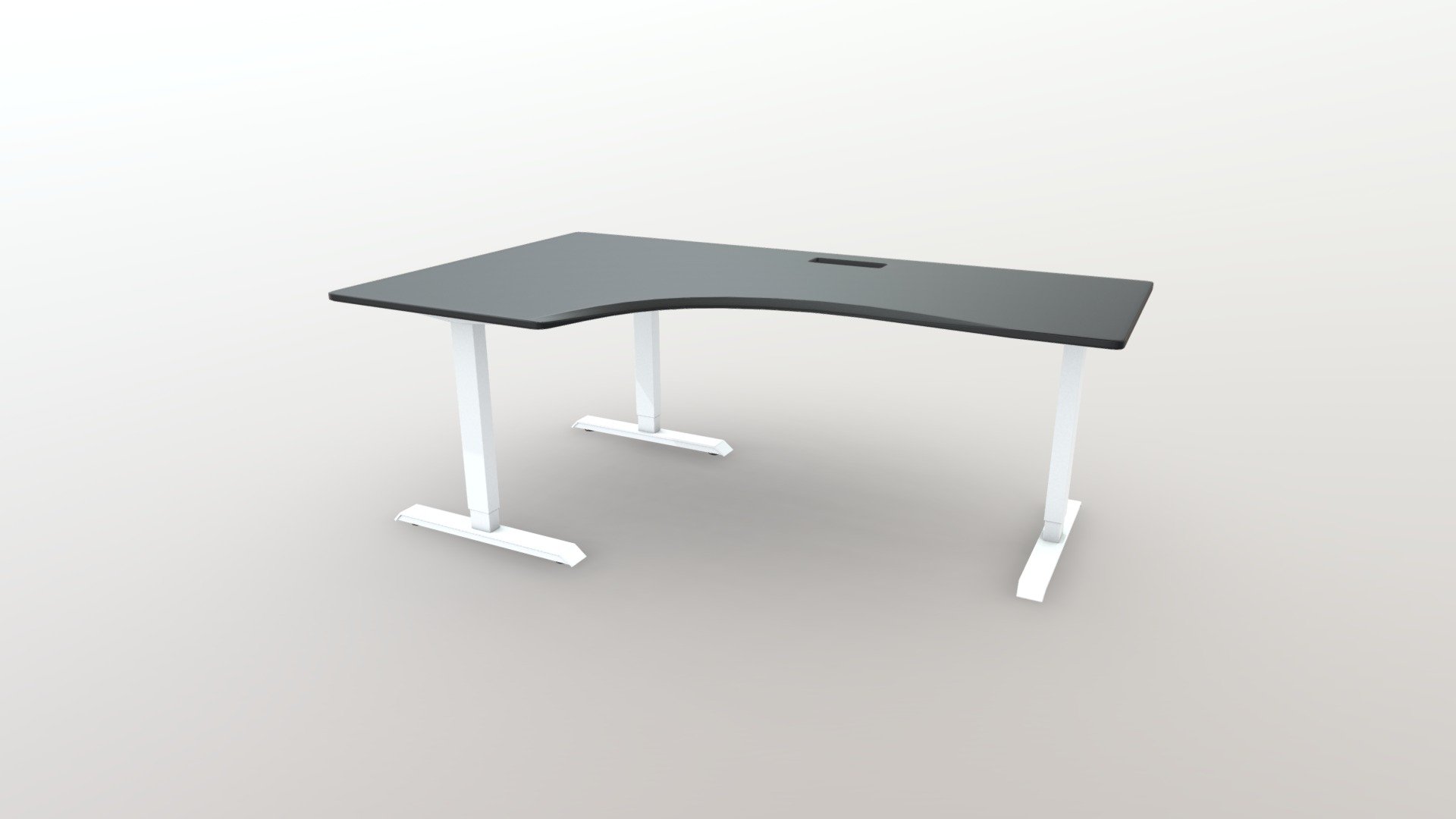 L-shaped gaming computer desk right side 2000 3d model