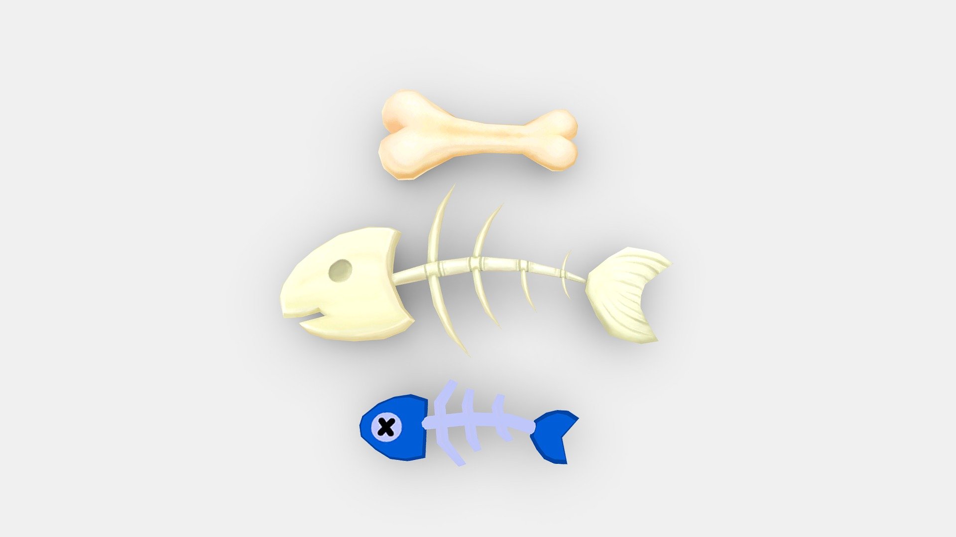 Cartoon Fish Bones 3d model