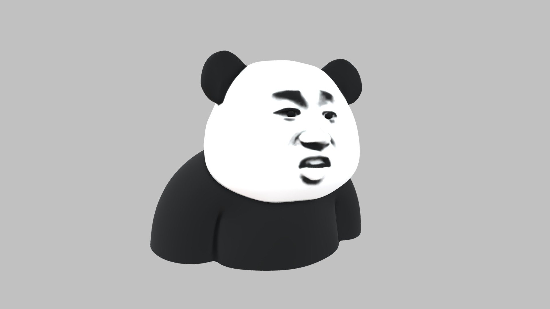 Panda head meme 3d model