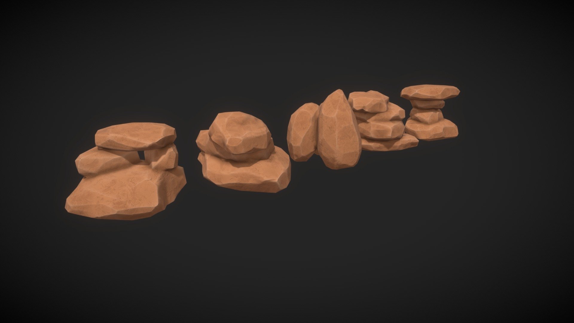 Stylized Rocks Formation Asset Pack 3d model