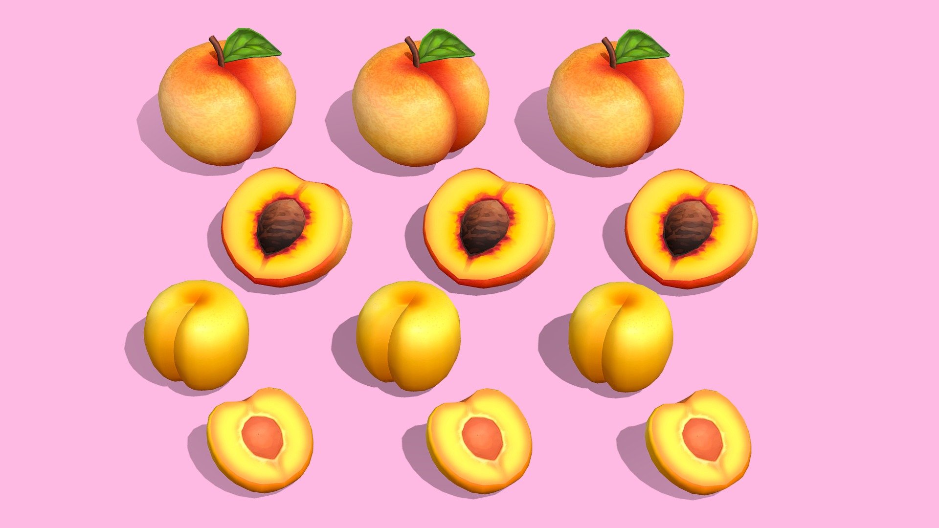 Peaches and Apricots 3d model