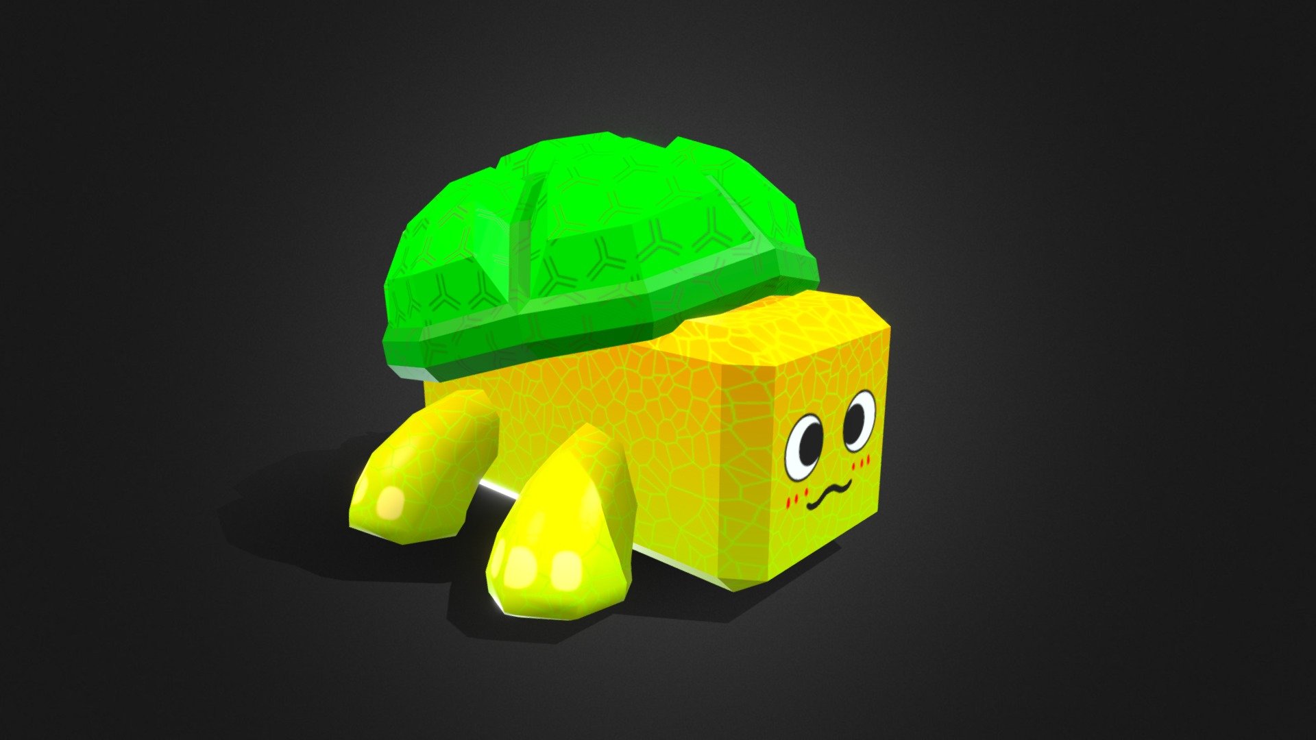 Cartoon cute turtle low poly Roblox game pet 3d model