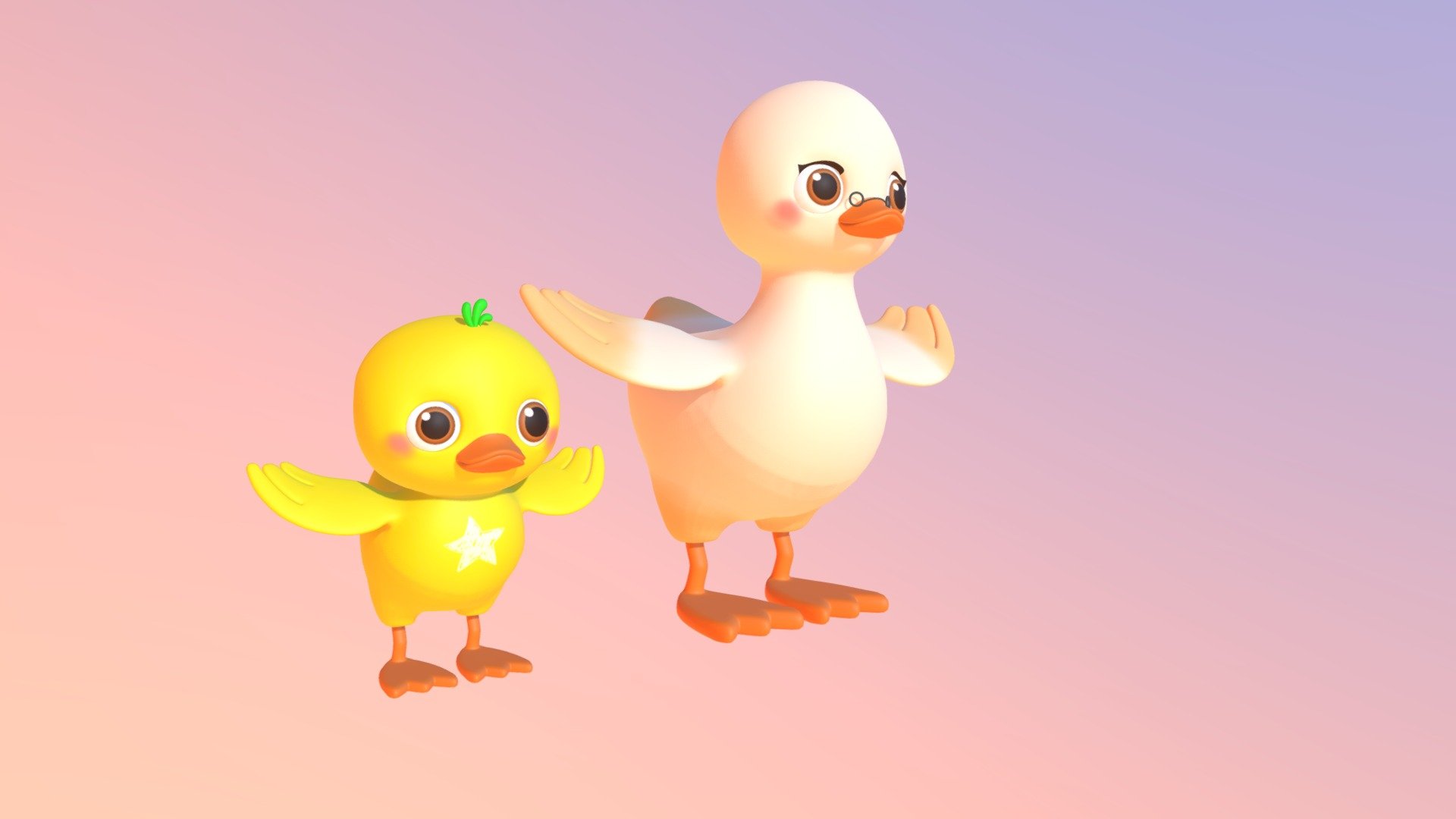 Duck Cartoon 3d model