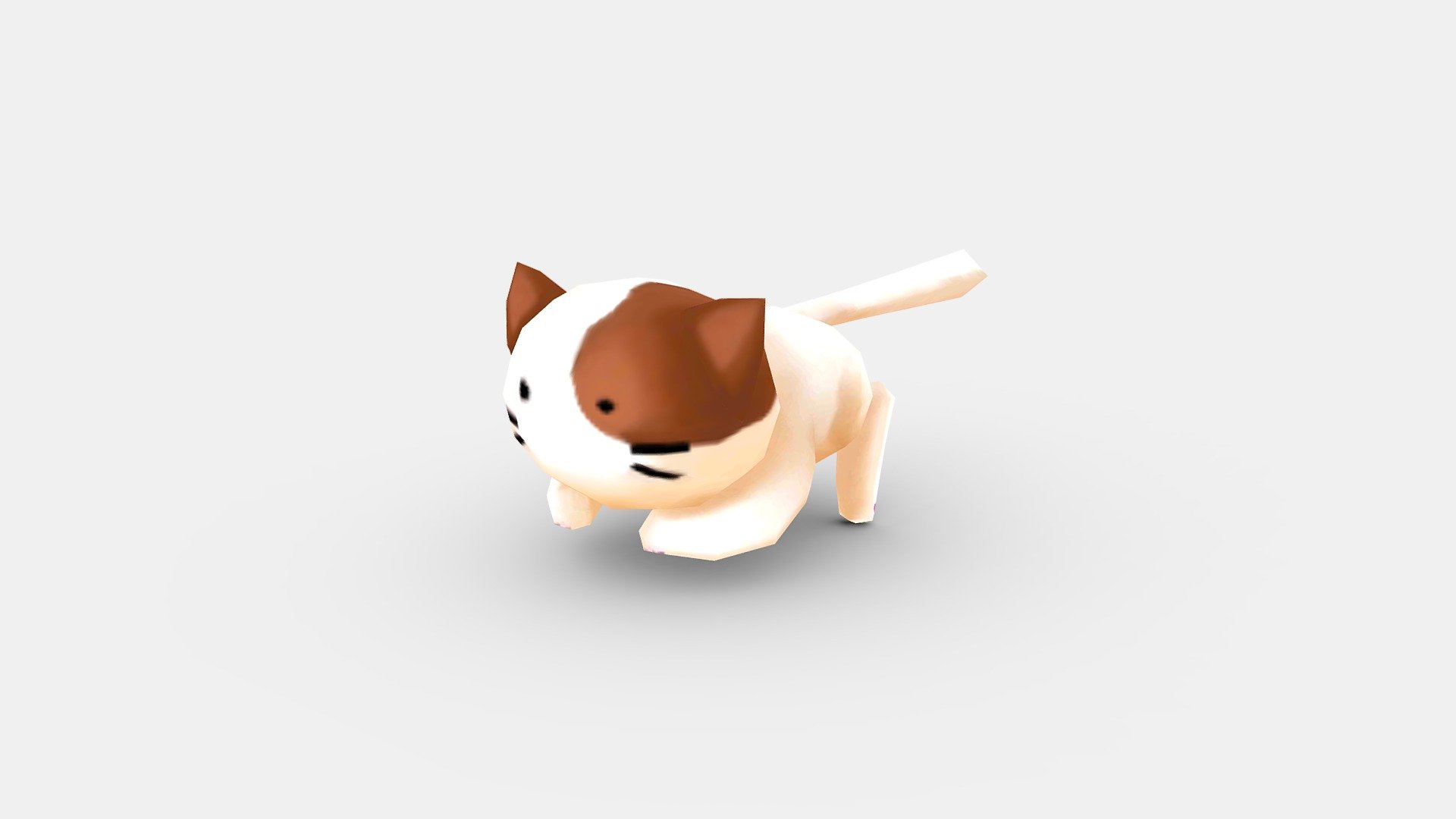 Cartoon white cat lying down 3d model