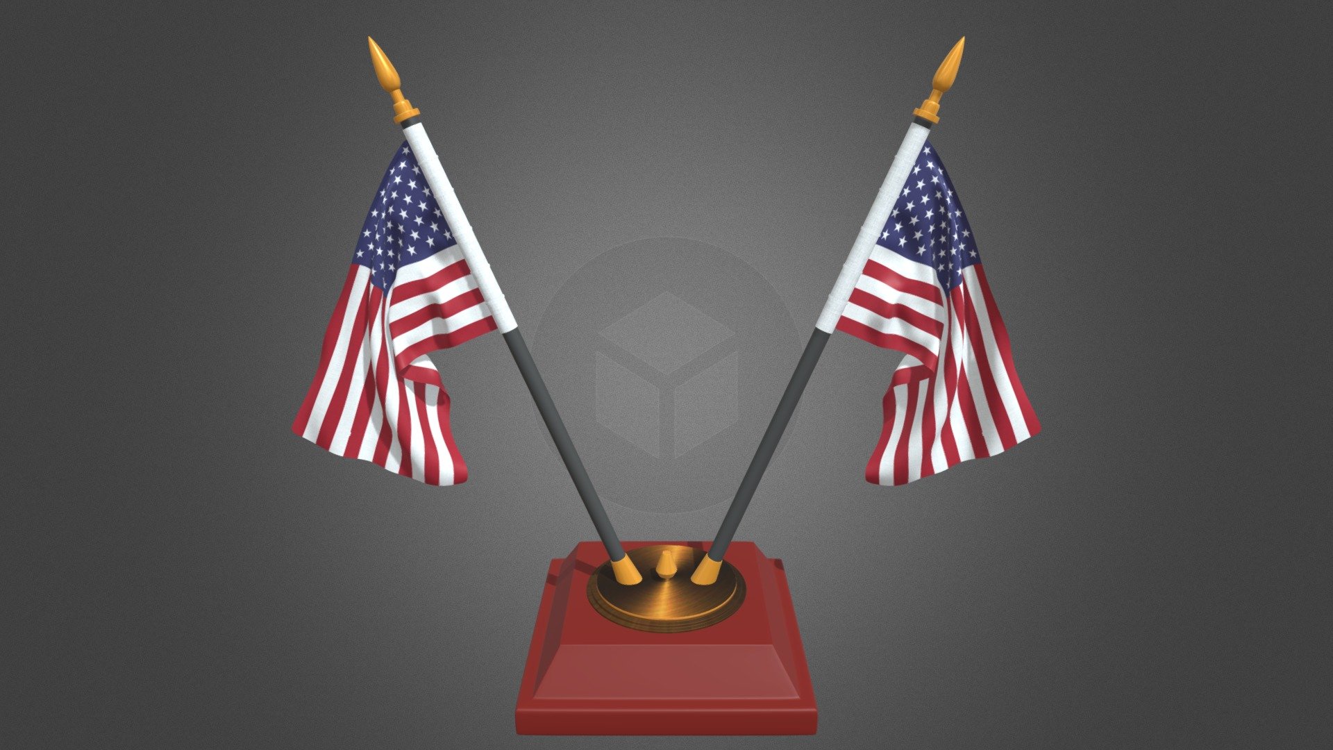 United State Of America Double Flag 3d model