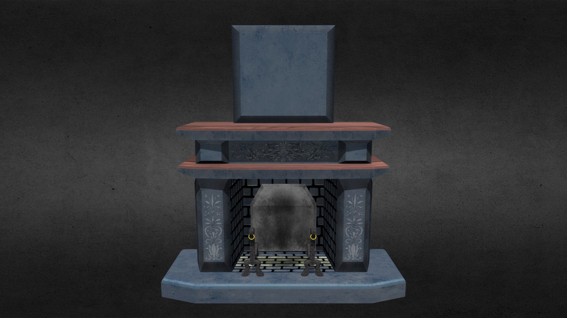 Oldschool fireplace. Haunted house. 3d model