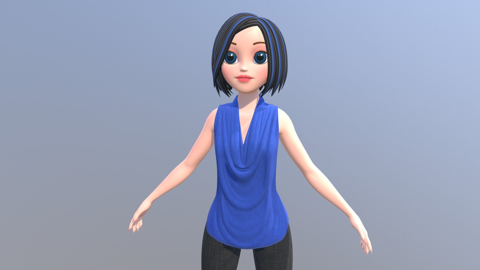 Cartoon Girl_hair 2 3d model