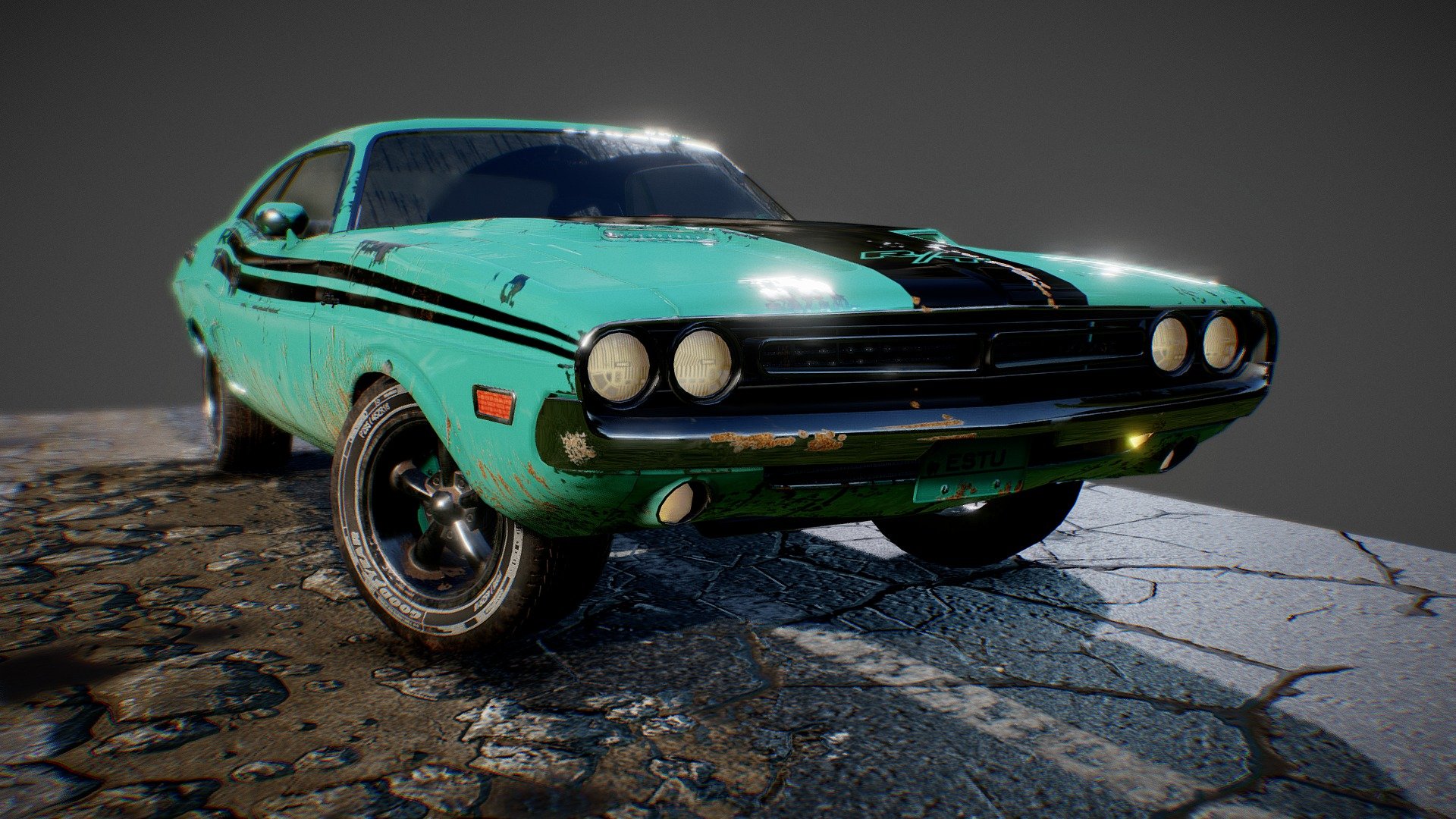 dodge challenger 1971 (dry version) 3d model