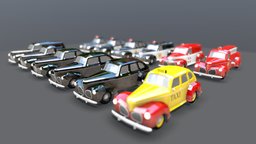 Lowpoly Vintage Car Pack 1940s