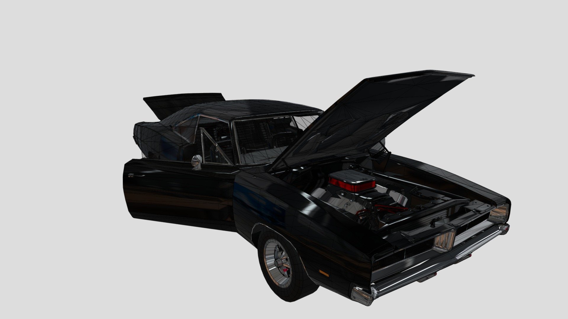 Dodge Charger With Doors Open 3d model