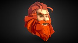 Low Poly Cartoon Hair Beard Mustache