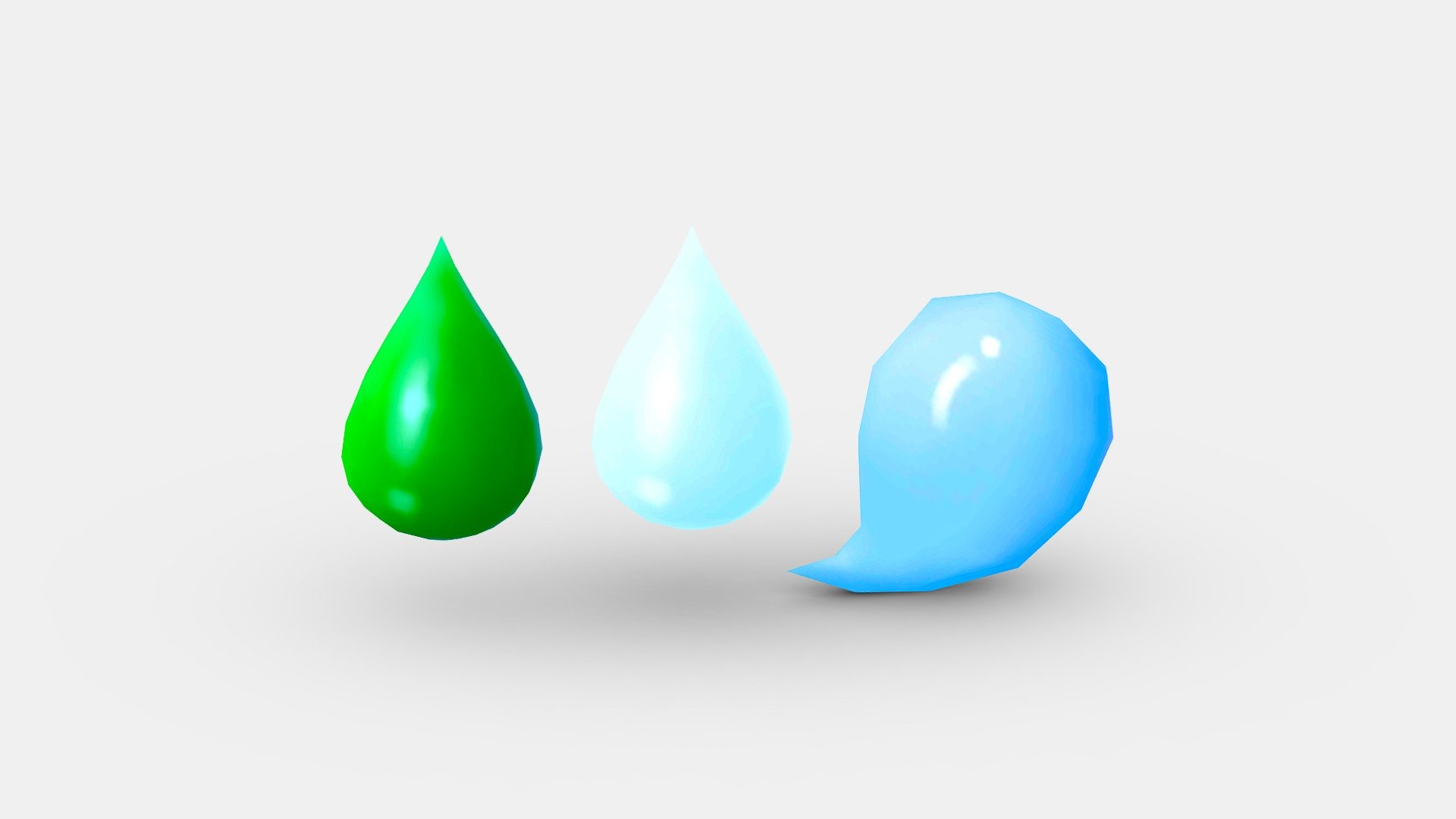 Cartoon water drop 3d model