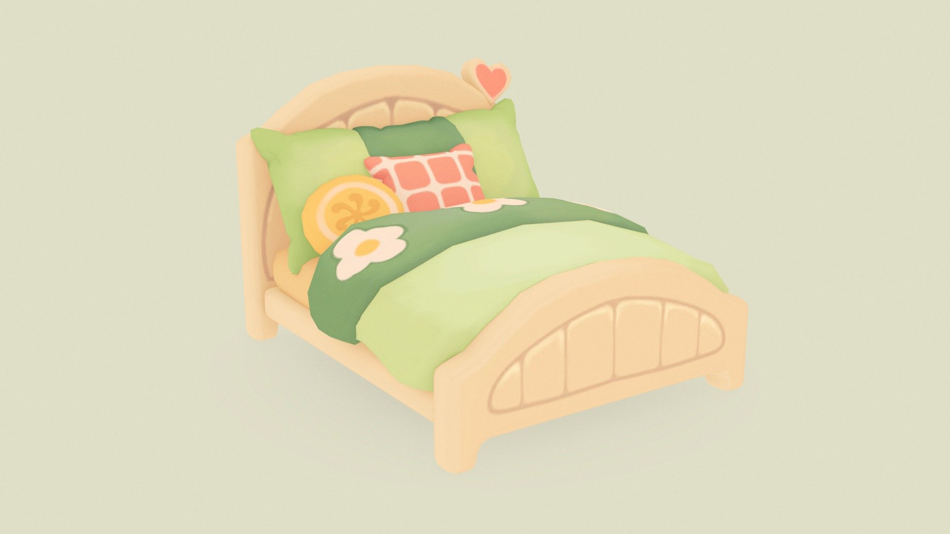 Cute stylized bed 3d model