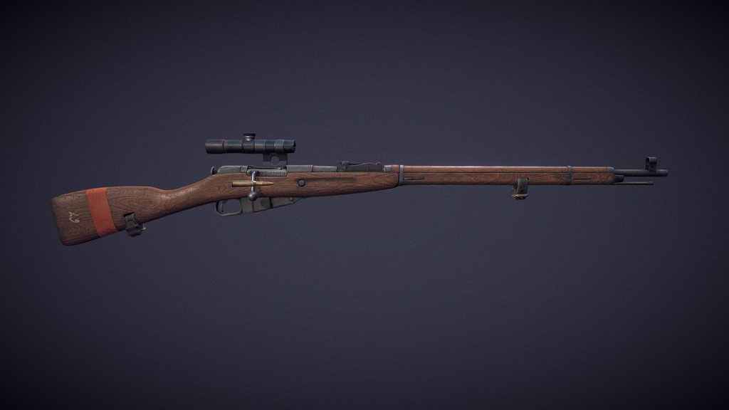 Mosin Nagant with PU scope 3d model