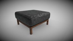 Soft Leather Footstool Black