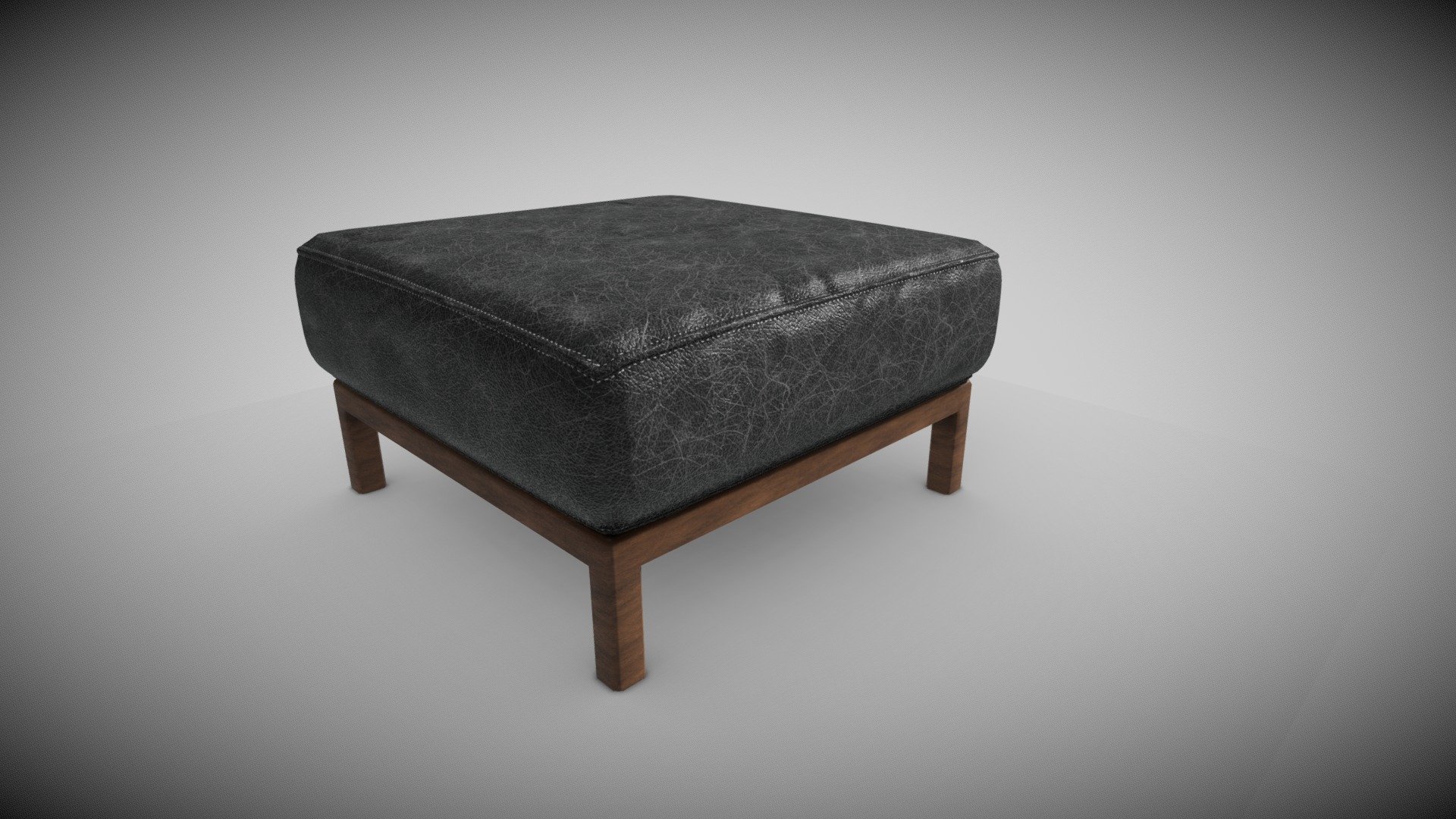 Soft Leather Footstool Black 3d model