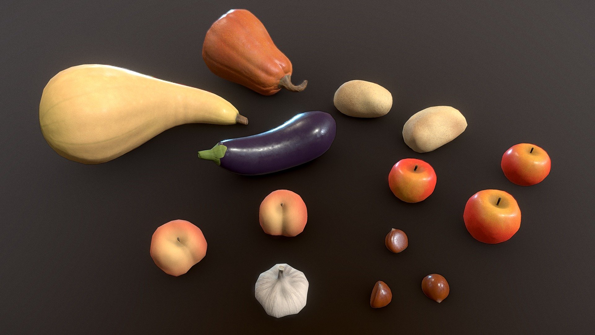 Fruits and vegetables 3d model