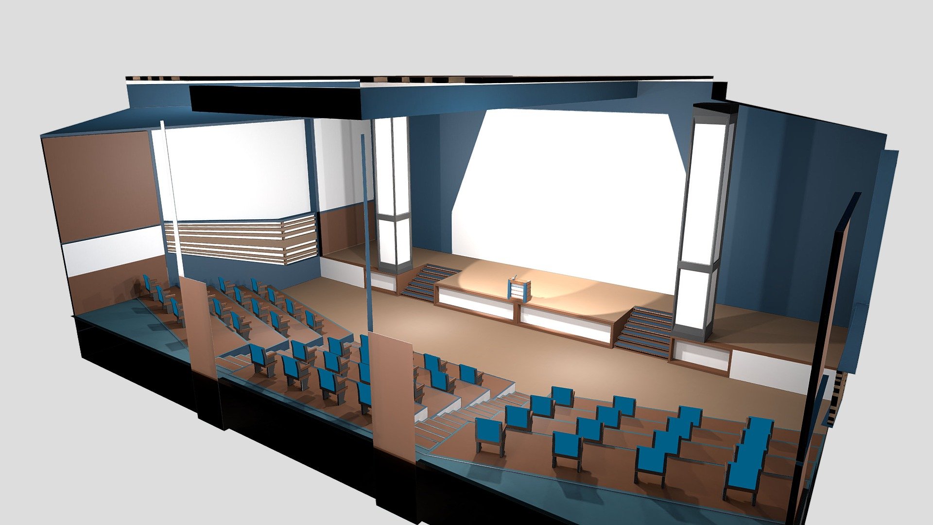 LowPoly Modern Auditorium Classroom 3d model