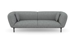 Sofa Bianca 3 Puestos Tela Kazan Gris P.Negra