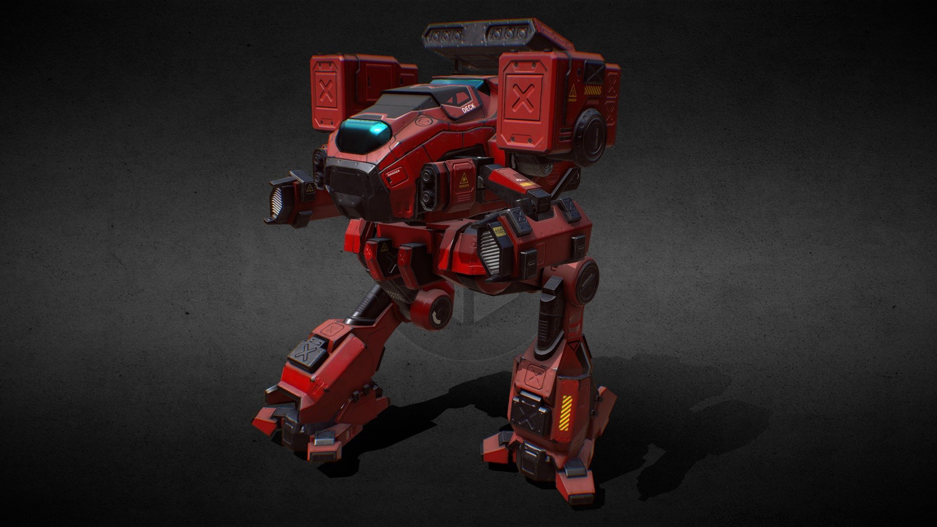 Battle Mech v1 red 3d model