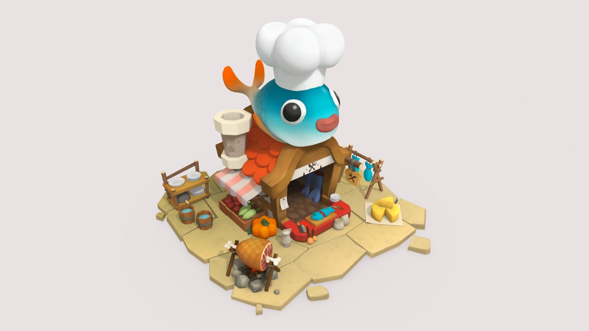 Fish shop 3d model