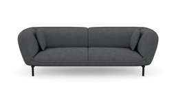 Sofa Bianca 3 Puestos Tela Kazan Plomo P.Negra