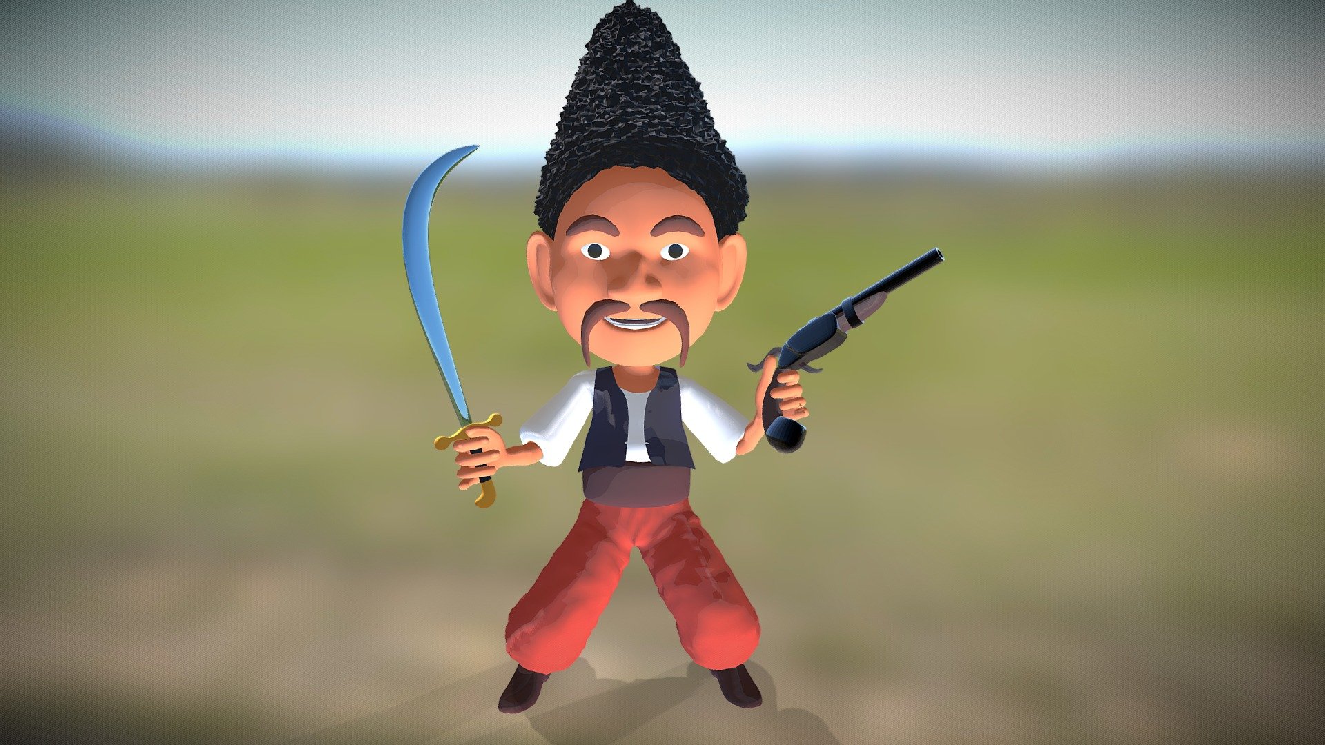 Cossack Character Animated 3d model