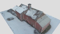 Red snowy barn (photogrammetry scan)