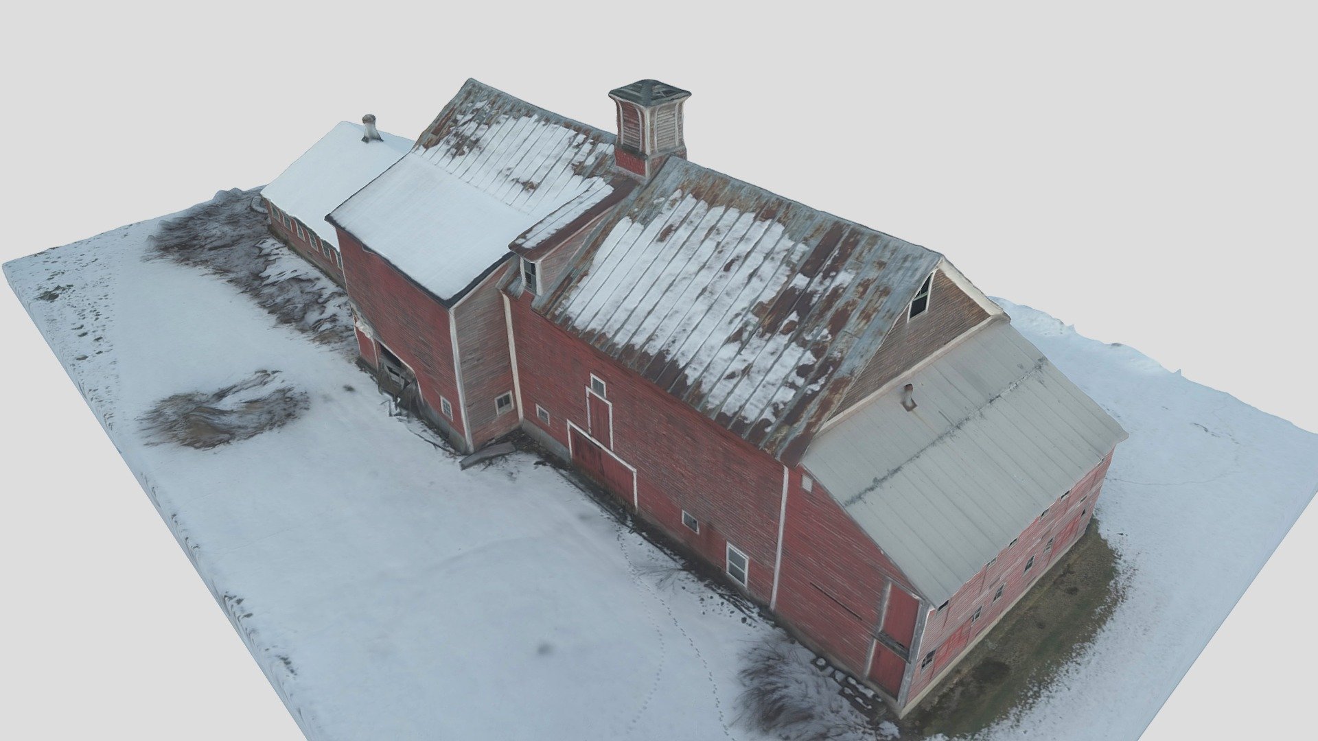 Red snowy barn (photogrammetry scan) 3d model