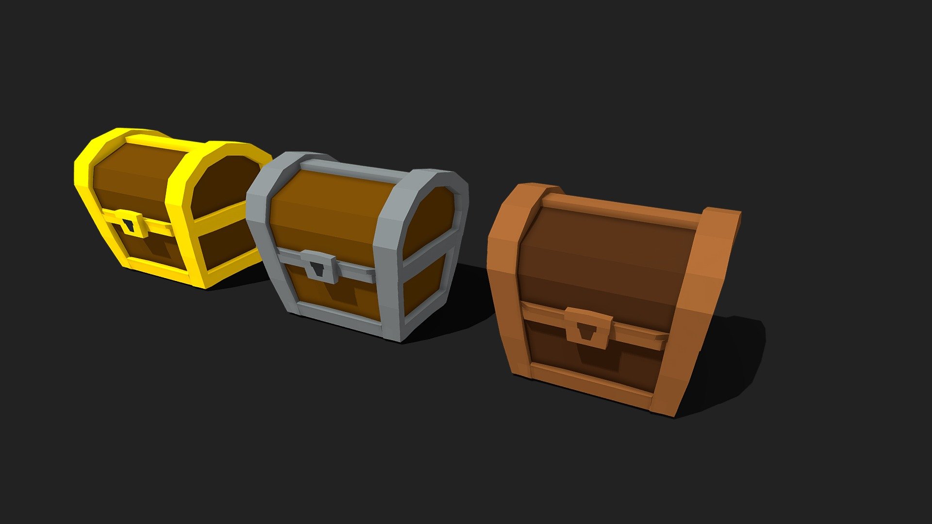 Free Animated Low Poly Cartoon Chest Kit 3d model