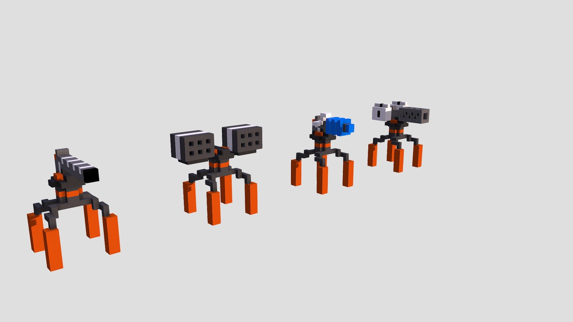 Voxel Turrets 3d model