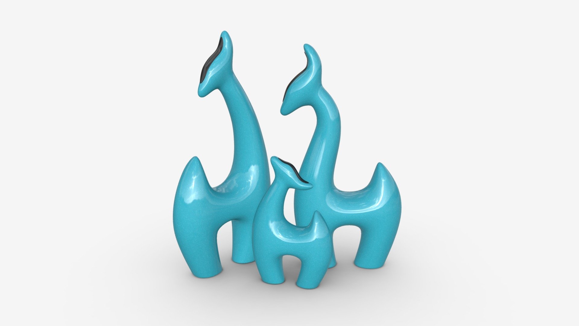 Abstract Animal Ceramic Figurine Set 02 3d model