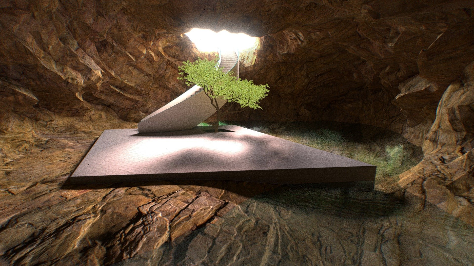 VR Enviroment "Cave Hall" 3d model