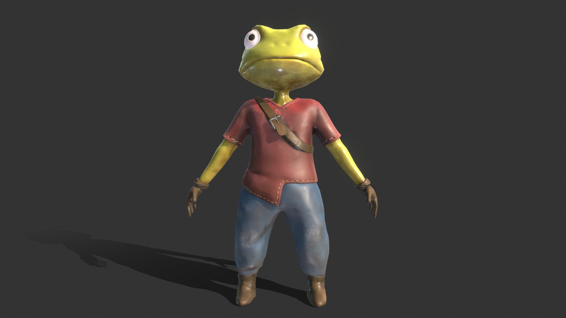 Humanoid adventurer frog 3d model