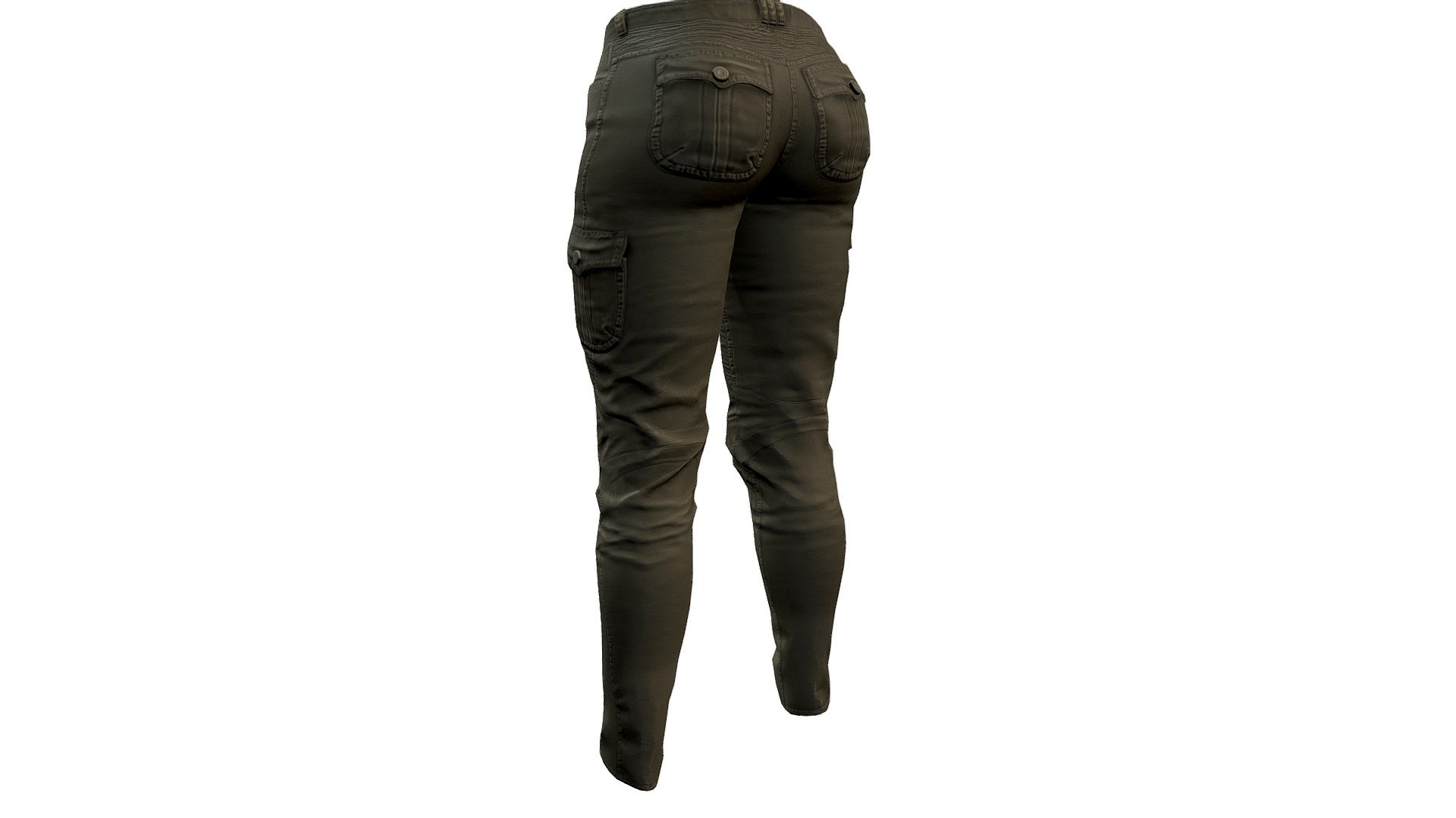 Female Biker Cargo Jeans Pants 3d model